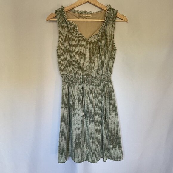 Tulle women's size small green and cream patterned summer sundress casual light - Picture 1 of 7